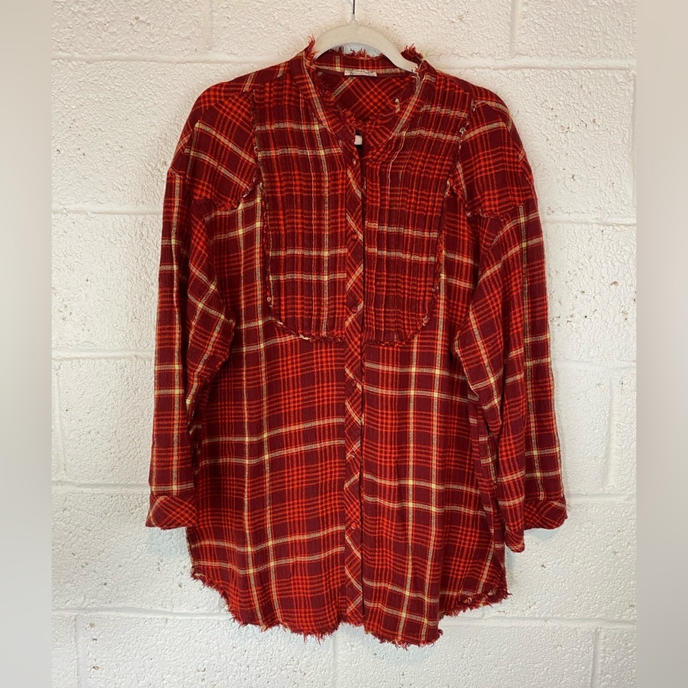 Free People Intimately Oversized Button-Down Plaid Tunic